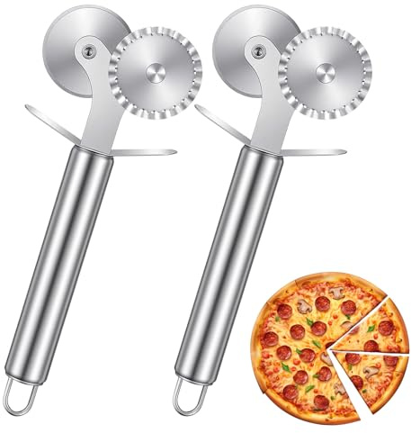 Elegaperma 2 stycken deghjul rostfritt stål, pasta cutter hjul | Vågigt degig, dubbelsidig nudelskärarhjul med rulle, mångsidig deghjul för hem och bakverk, restaurangkök