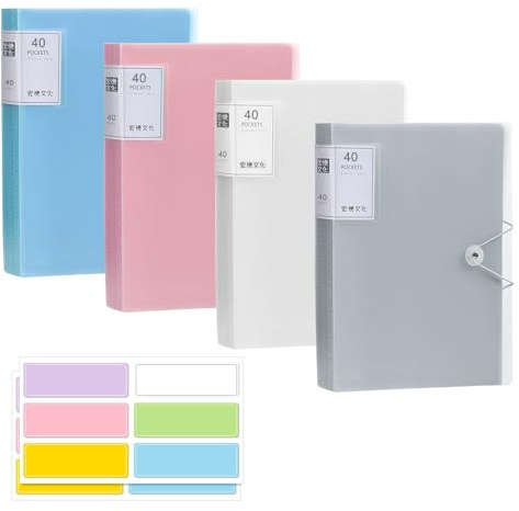 A4 Display Folders, 4PCS Display Book Presentation Project Folder | 160 Pockets Presentation Folders Document Project Folder with 10pcs Self-Adhesive Label Stickers