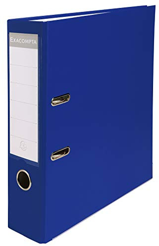 Exacompta - Réf. 918407B - 1 Classeur à levier A4 - Dos 75 mm - Mécanique 80 mm - Dimensions extérieures : 31,8 x 28,4 x 8 cm - Format à classer A4 - Coloris : Bleu