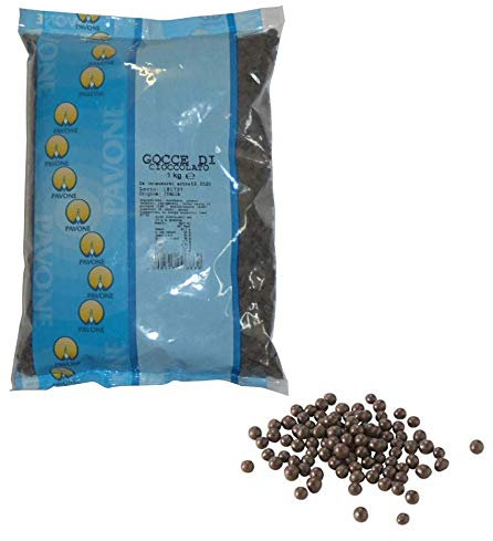 Pavone kg 1 Gocce di Cioccolato Fondente per Dolci Pasticceria E Prodotti da Forno