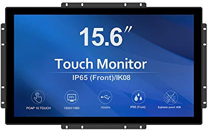 GreenTouch Display touch a cornice aperta da 15,6 pollici a 10 punti, monitor touchscreen PCAP industriale, porta VGA+HDMI+DVI - 16:9