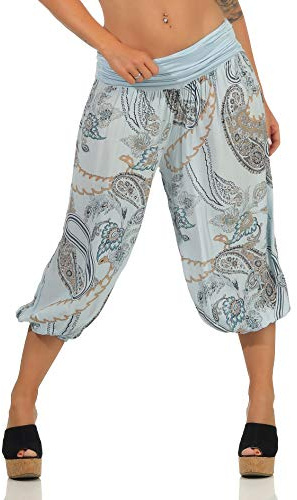 Malito Femme Pantalon Court Sarouel Yoga Pantalon Sport 7186 (Bleu Clair)