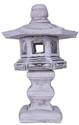 Antyki24 Japan Pagode japanische Laterne Oki Gata Yukimi Steinlaterne Garten Deko aus Steinguss Frostfest groß 43 cm