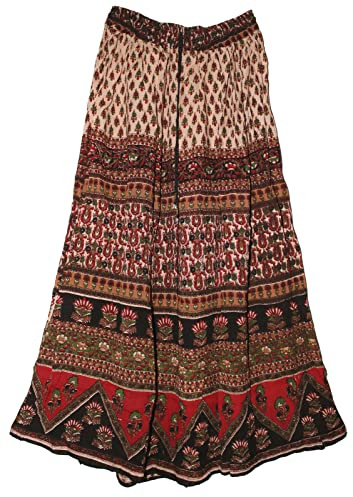 Indian Rayon Crinkle Ethnic Skirt Hippy Gypsy Kjol Jupe Rock Boho Falda Women