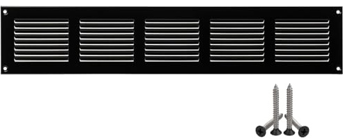 500x100mm Nera Griglia D'aria con Rete Anti Insetti - Griglie D'Aerazione/Ventilazione in Metallo