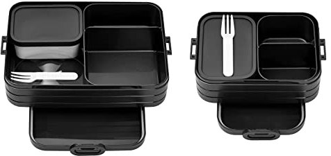 Mepal Brotdose Duo Pack | Midi + Large | Brotdose mit Bento Box | Lunchbox für kleine Snacks & Reste | Brotdose Erwachsene | Essenbox mit Fächern | Old Nordic Black