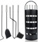 Aufun Juego de chimenea de acero inoxidable Juego de accesorios para chimenea moderna de 5 piezas Juego de chimenea que incluye escoba,pala,atizador,tenazas y soporte con pantalla de privacidad,negro
