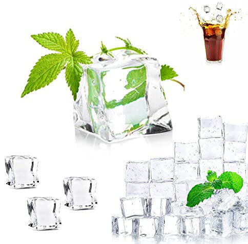50 cubetti di ghiaccio riutilizzabili, in acrilico trasparente, riutilizzabili, per decorazioni fotografiche, props (20 mm)