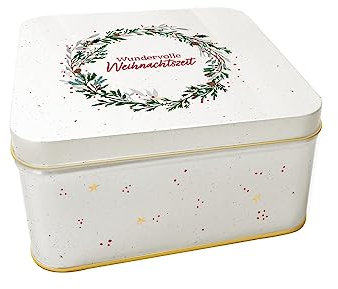 Grafik-Werkstatt Werkstatt Keksdose aus Blech für Weihnachten | Deckel mit Goldveredelung und Spruch | Wundervolle Weihnachtszeit