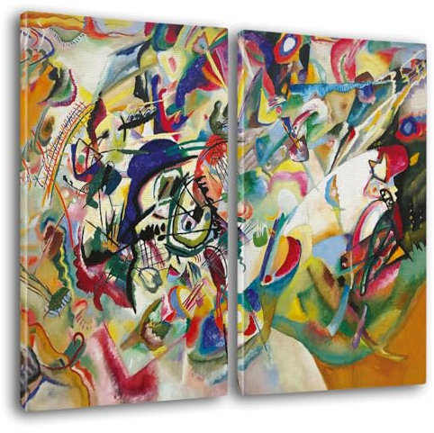 Giallobus - Große Gemälde im XXL-Format - Vassily Kandinsky - Abstrakte Kunst - Komposition Nr. 7 - Leinwand - 144x100cm | 2pcs. x 70x100cm - Moderne Gemälde für zu Hause