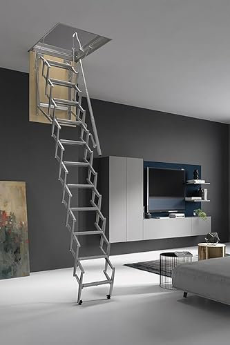 Service Solutions Scala Retrattile per Soppalco – [VARI MODELLI E MISURE] (PANTOGRAFO (11 GRADINI) ZINCATA – CM 70 X 90 H300)