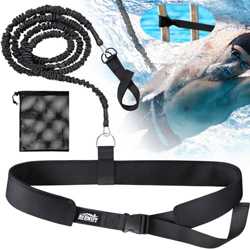 Cintura di nuoto per piscine | 2,5-7,5M Cintura di resistenza regolabile | Adatta per adulti e bambini | Accessorio di nuoto per tutte le piscine senza sistemi controcorrente