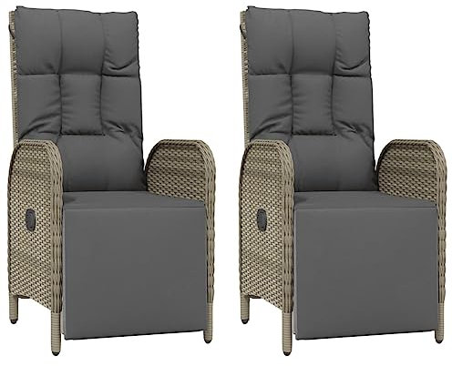 Willood Garten-Relaxsessel mit Kissen 2 STK. Poly Rattan Grau