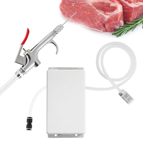 MXBAOHENG 70W Elettrico Marinata Iniettore Siringa di Carne con 10 Aghi Pompa Siringa per Marinatura Elettrica Siringa per Carne in Acciaio Inox Pistola Singola per arrosto di Tacchino, Maiale, Manzo