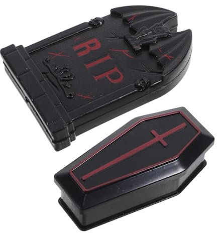 MUSISALY Decorazioni Halloween in Plastica Lapidi Tombali e Bare Finte in Abs, Set Da 2 Pezzi Per Feste a Tema, Casa Stregata e Arredamento Spettrale