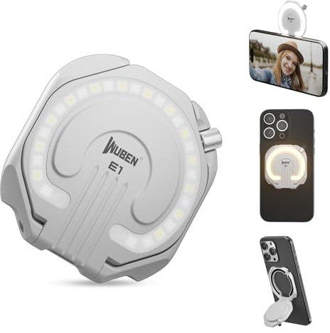 WUBEN E1 Mini Linterna LED Recargable, 300 Lúmenes Portátil Antorcha Linterna, 3000-6000K Luz Para Selfies, 3 Modos Linterna de Bolsillo Magnética Para Teléfono Móvil, Camping, Emergencias (Blanco)