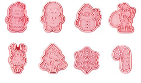 DHWEKU 8 Pezzi Stampo Biscotti Natale Tagliabiscotti Natalizi Formine Biscotti Plastica Christmas Cutter Cookie Cutter 3D Stampi Biscotti Bambini Natalizi per Biscotti Torta Della Festa di Natale