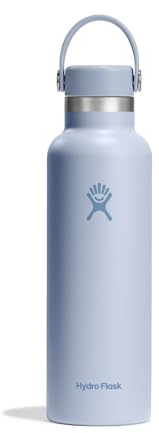 Hydro Flask - Standard Mouth Vattenflaska 621 ml 21 oz - Vakuumisolerad rostfri vattenflaska med läckagesäker Flex-topp och pulverlack - Surf