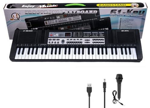 61 keys piano keyboard, Electronic Digital keyboard Piano with Built-In Speaker Microphone, Portable Keyboard Gift Teaching for Beginners, electric piano for kids, Birthday Gift for Children (B)