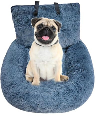 Hunde-Autositz mit großer Konsole, abnehmbares Hunde-Auto-Reisebett, Plüsch-Hunde-Autositz, waschbar, mit Leine und Gurt, passend für LKWs, SUVs, Pickup