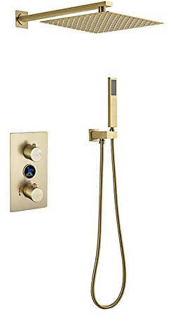 Colonna doccia con display digitale con sistema doccia a pulsante integrato per montaggio a parete con soffione e doccetta