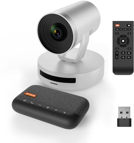 Nuroum Konferenzraum Kamera System V403 und A15 Set, 1080P PTZ-Webcam und Bluetooth Lautsprecher und Mikrofon mit Geräuschunterdrückung, Autofokus, 5X optischer Zoom, All-in-one Videokonferenzsystem