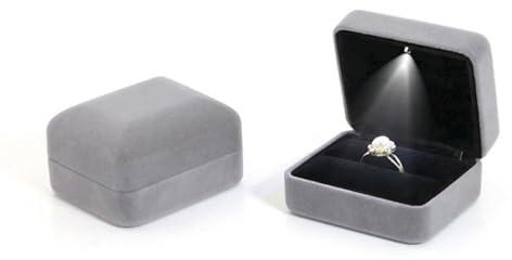 HSLFUAI Scatola per gioielli di lusso con luce - Scatola regalo in flanella con illuminazione LED per anello, catena o bracciale - Scatola espositiva di alta qualità per fidanzamento, matrimonio