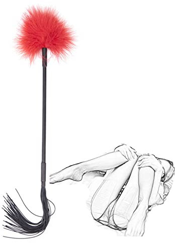 TRQOYTU Tickler Vraie Plume Avec Pompon En Silicone SM Fouet Érotique Flogger Bondage Fessée Paddle Amour Plume Clitoris Culture Flirt Chatouilleur Érotique Lit Contraintes Sex Toy