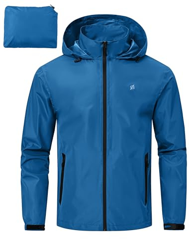 YuKaiChen Waterproof Jacket Men's Rain Coat Outdoor Lightweight Packaway TPU with Taped Seams for Hiking Camping Cycling DarkCyan XXL