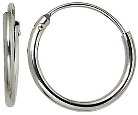 Jobo Damen-Creolen aus 14 Karat 585 Weißgold Durchmesser 13 mm