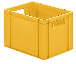 Certeo | Euro-Format-Stapelbehälter | Wände und Boden geschlossen | LxBxH 400 x 300 x 270 mm | gelb | VE 5 Stk.