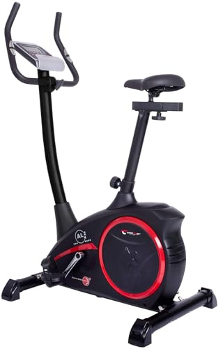 Christopeit Heimtrainer Fahrrad Ergometer AL 2, bis 150kg, 24 Widerstandsstufen, 9kg Magnet-Bremssystem, leise, Soft-Touch-Computer, Handpulssensoren, Tablet-Halterung, Black Edition