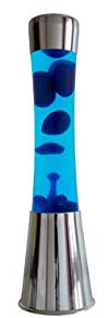 fisura. - Lampe à lave bleue. Base chromée, liquide bleu et lave bleue. Lampe d'ambiance originale. Avec ampoule de rechange. 11 cm x 11cm x 39,5 cm.