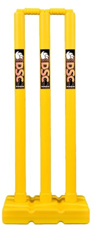 DSC Cricket-Stump-Set aus Kunststoff mit 3 Stümpfen, 2 Bügel und 1 Basis, Größe Herren, Gelb
