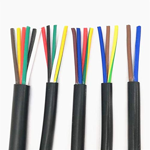 Leloo Lcuihong-koppartråd 20 AWG 0,5 MM2 RVV 2/3/4/5/6/7/8/10/12/14/16/18 kärnstift, koppartråd, elektrisk RVV-kabel svart mjuk och stark (specifikation: 5 kärnor 5 meter)