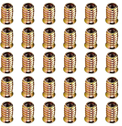 Tucireat 20 Pièces Visserie Vis D'assemblage Inserts Filetés Vis M8 Boulon M8 Ecrou Cage Insert Fileté Metal Insert Fileté Nuts Écrous Hexagonaux Acier Galvanisé Meubles en Bois de Ecrou