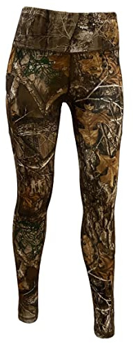 Women's Realtree Edge Full Camo High Waist Leggings for Sports, Yoga, Gym, Lifestyle, Hunting, Fishing, Outdoor Adventures, Peach, S