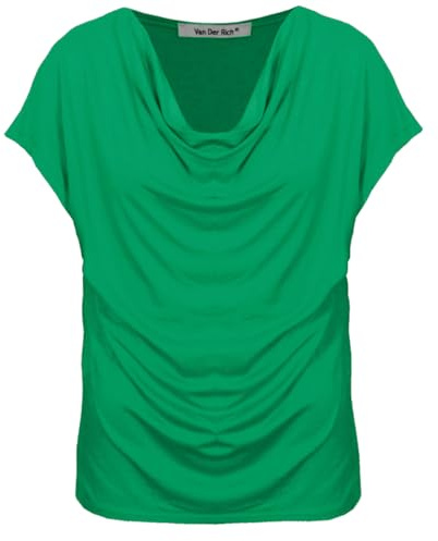 Van Der Rich ® - T-Shirt a Manica Corta con Scollo a Cappuccio - Donna (Verde Smeraldo, XXL)