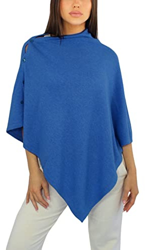 Win's Damponcho av kashmirblandning – tillverkad i Italien, Kungsblå, one size