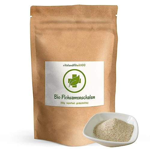 Bio Flohsamenschalen 300 g - 99% Reinheit, rückstandskontrolliert, zertifiziert Bio - in höchster Premium Qualität - Keto-Ernährung, Low-Carb - Ballaststoffreich