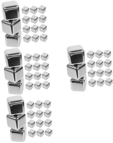 ABOOFAN 60pcs Stainless Steel Cooling Stones Reusable Poker Pattern Ice Cubes for Wine Beer Non Melting