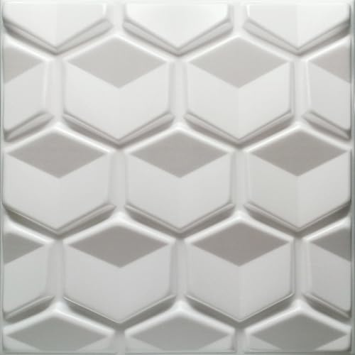 Deccart - Panneaux Muraux 50x50 cm - Panneau mural 3D Décoratif en EPS-Polystyrène - Plaque murale decorative - Décoration murale - Relief texturé - Wall Panel - Deco Mur - Blanc 8m²