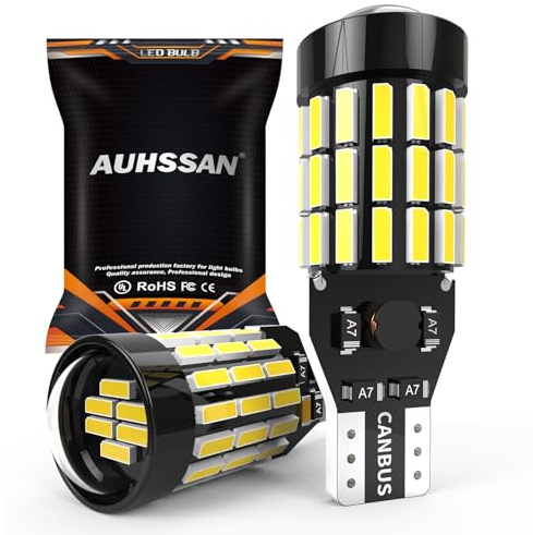 AUHSSAN T15 W16W LED Bulb 6500K White 51SMD 921 912 955 Car Bulbs CANBUS Error Free 3000LM for Car Reverse Light Bulb Backup Parking Lights 12V 24V, Pack of 2