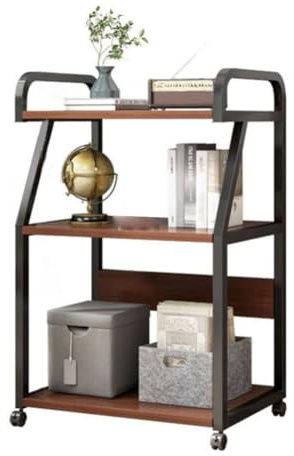 Crevyteg Support d'imprimante mobile avec roulettes - Chariot d'imprimante à 3 niveaux - Construction en bois et métal - Grande table d'imprimante avec étagères pour fax, photocopieur, scanner, 99 x