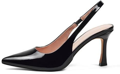 GENSHUO Élégants Escarpins Femme à Talon de 11 cm avec Bride Slingback, Bout Pointu, Talon Kitten Chic et Moderne
