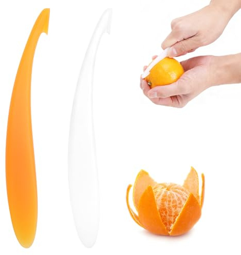2 Pezzi Plastica Arancione Peeler, Long-Handle Plastic Arancione Peeler Tool, Eplucheur di Agrumi Efficace Pelapatate Professionale Gadget di Frutta per Sbucciatore d'Arancia e Altri Agrumi Arance