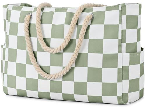 oscaurt Strandtasche Damen Beach Tote Bag mit Reißverschluss Shopper Tasche Damen Einkaufstasche Wasserdicht Saunatasche Badetasche XXL Familie