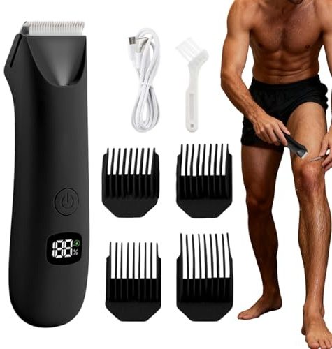 Mxshc Rasoir De Toilettage Corporel Pour Hommes - Rasoir Électrique Avec Affichage Numérique,Tondeuse Masculine pour Poils Pubiens - pour Parties Intimes Pubis Dos Aisselles Poitrine Bras