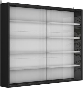 Vicco vitrine Murale Showla, Noir/Blanc, avec 4 étagères, pour Montage Mural pour Le Rangement et la présentation