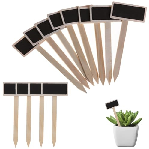JYXNU 12 Pcs Etichette Per Piante In Legno Nero, Etichette Mini Lavagna Per Piante Da Giardino,Etichette Per Giardino Esterno, Targhette a T per Semi di Verdura Alberi Erbe Fiori Giardino
